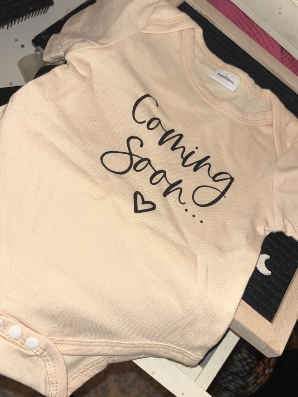 amazon brand coming soon baby announcement onesie